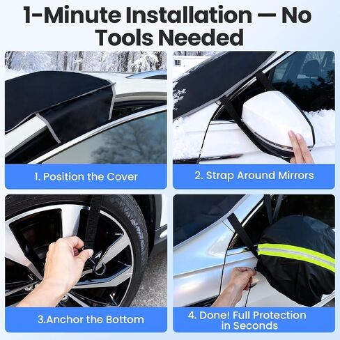 Windshield Snow Cover for Cars - All-Weather Ice & Frost Protection with Magnetic Design, Full Windshield, Side Window and Mirror Protector - Universal Fit for Most Sedans and SUVs, Green in Saudi Arabia