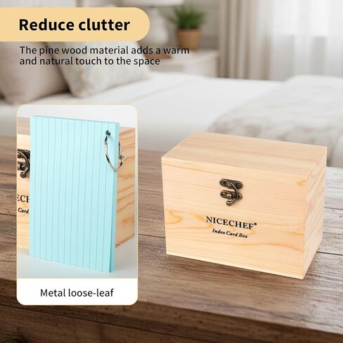 حامل بطاقة مؤشر 4 × 6، صندوق وصفات خشبي مع 300 قطعة منظم بطاقات فلاش، 12 فواصل بيضاء، 6 حلقات معدنية، 2 ملصق، للمكتب، الأعمال، حاملات بطاقات فلاش للمكتب المنزلي in Kuwait