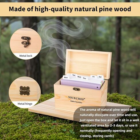 حامل بطاقة مؤشر 4 × 6، صندوق وصفات خشبي مع 300 قطعة منظم بطاقات فلاش، 12 فواصل بيضاء، 6 حلقات معدنية، 2 ملصق، للمكتب، الأعمال، حاملات بطاقات فلاش للمكتب المنزلي in Kuwait