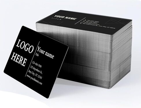 Custom Black Metal Business Cards – Set of 25 Personalized Laser Engraved Aluminum Cards – 3.4"x2.1", 0.2mm Thick, Premium Professional Look in Saudi Arabia