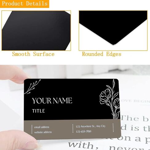 Custom Black Metal Business Cards – Set of 25 Personalized Laser Engraved Aluminum Cards – 3.4"x2.1", 0.2mm Thick, Premium Professional Look in Saudi Arabia