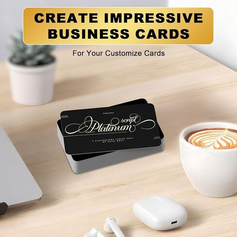 Custom Black Metal Business Cards – Set of 25 Personalized Laser Engraved Aluminum Cards – 3.4"x2.1", 0.2mm Thick, Premium Professional Look in Saudi Arabia