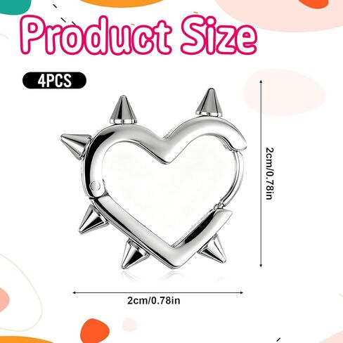 2 Pairs Hoop Spike Heart Earrings, Silver Black Heart Hoop Earrings, Gothic Punk Y2k Earrings, Stainless Steel, Jewelry Gift for Women Men in Saudi Arabia