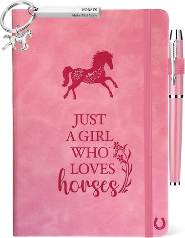 Horse Lover Gifts Women, Just a Girl Who Loves Horses Journal Pink 200 Pages Notebook A5 Lined with Pen and Keychain, Cowgirl Western Gift, Cute Horse Themed Gifts Girl Birthday Christmas in Saudi Arabia