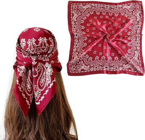 Hjiaruiky 1 قطعة وشاح الرأس الساتان الحرير مثل الشعر وشاح الرأس الأوشحة للنساء باندانا أشرطة رأس محفظة وشاح in Kuwait