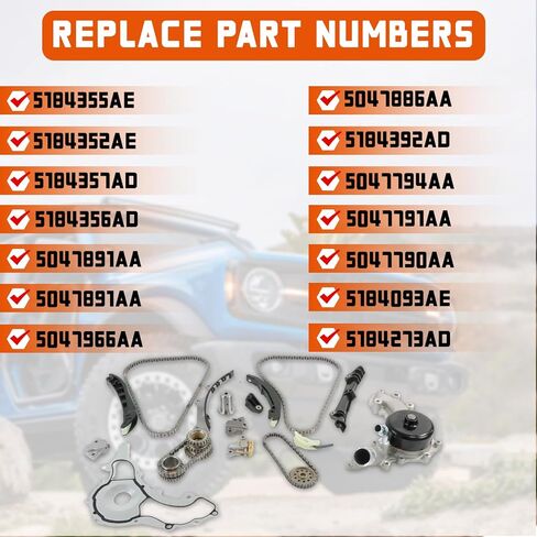 Timing Chain Kit Water Pump Fits for 2011-2015 Chrysler-200,300,Town & Country, for Dodge-Avenger,Challenger,Charger,Journey, for Jeep-Wranger Grand Cherokee 3.6L Engine Timing Chain Set in Saudi Arabia