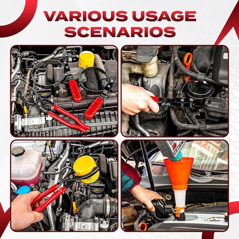 Spinlok 5-Piece Swivel Oil Filter Wrench Set with Stainless Steel Band & Adjustable Oil filter Pliers Cover 2-3/4" to 5-1/4", 9" & 12" with Non-Slip Grip Organized in Sturdy Tool Set & Oil Funnel in Saudi Arabia