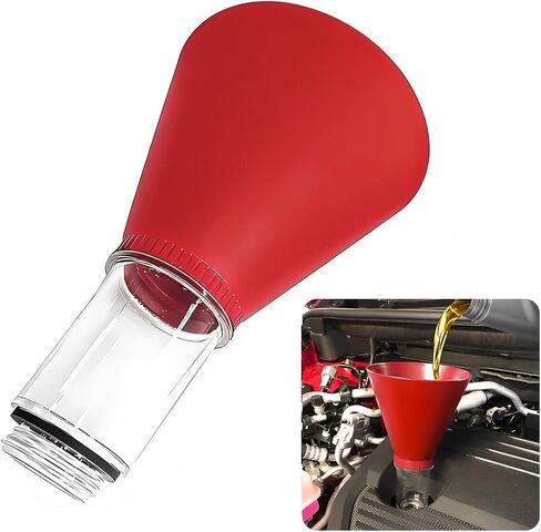 Car Engine Oil Funnel, Vehicle Threaded Locking No Spill Spout Directly into Filler Funnel, Automotive Diesel Change Tool, Compatible with Avalon Tercel Venza (Black) in Saudi Arabia