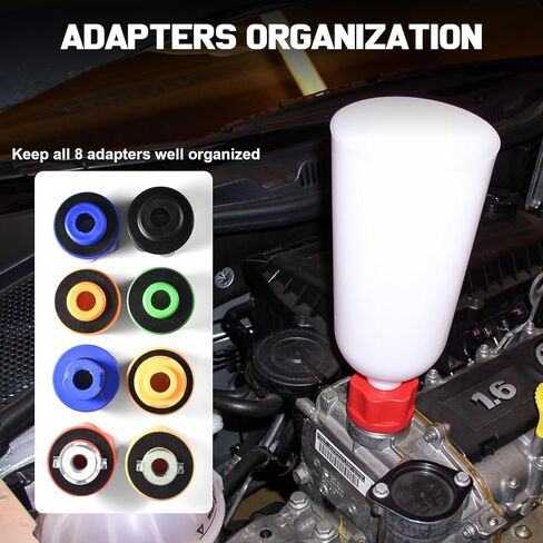 مجموعة أقماع زيت المحرك المقاومة للانسكاب مكونة من 10 قطع، 1.76 كيو تي (كوارت بريطاني) / قمع تغيير زيت السيارات سعة 2 لتر مع 8 محولات in Kuwait