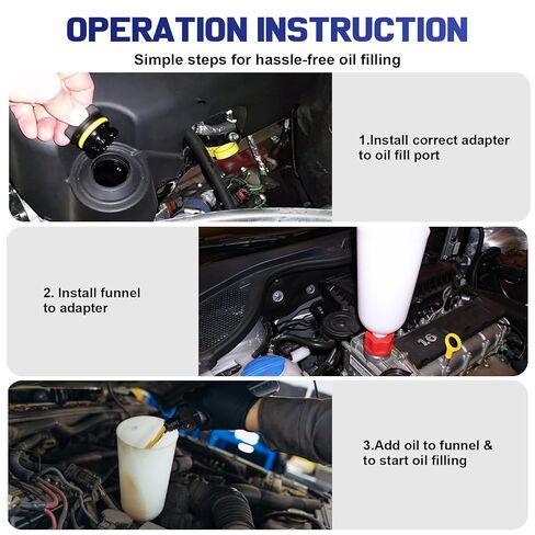 مجموعة أقماع زيت المحرك المقاومة للانسكاب مكونة من 10 قطع، 1.76 كيو تي (كوارت بريطاني) / قمع تغيير زيت السيارات سعة 2 لتر مع 8 محولات in Kuwait