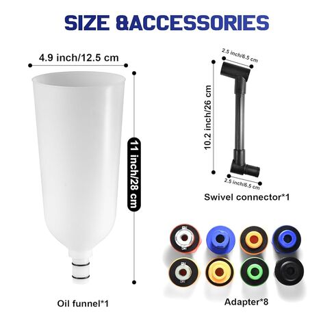 مجموعة أقماع زيت المحرك المقاومة للانسكاب مكونة من 10 قطع، 1.76 كيو تي (كوارت بريطاني) / قمع تغيير زيت السيارات سعة 2 لتر مع 8 محولات in Kuwait