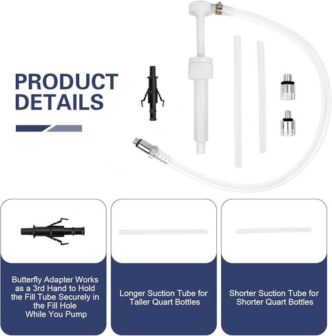 Fluid Pump for Standard Quart Bottles, 8cc Oil Suction Pump Kit, 3/8 Inches Metal Swivel, Transmission Fluid Pump with 3rd Hand Adapter, for Most Cars (White) in Saudi Arabia