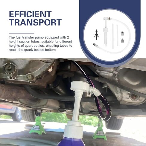 Fluid Pump for Standard Quart Bottles, 8cc Oil Suction Pump Kit, 3/8 Inches Metal Swivel, Transmission Fluid Pump with 3rd Hand Adapter, for Most Cars (White) in Saudi Arabia