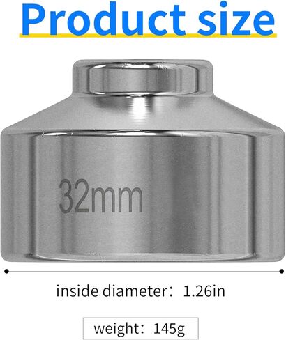 1 Pcs Silvery 32mm Oil Filter Socket Wrench,3/8 Inches Oil Filter Removal Tool Compatible With Gm, Audi, Bmw, Polaris, Volkswagen, Vw, Saab, Pontiac in Saudi Arabia