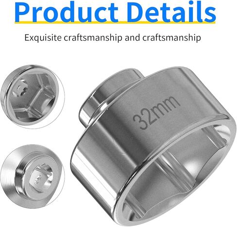 1 Pcs Silvery 32mm Oil Filter Socket Wrench,3/8 Inches Oil Filter Removal Tool Compatible With Gm, Audi, Bmw, Polaris, Volkswagen, Vw, Saab, Pontiac in Saudi Arabia