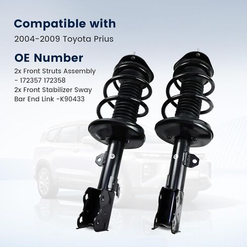 4PCS Front Struts Shocks & Sway Bars End Links for 2004 2005 2006 2007 2008 2009 Toyota Prius, Shock Absorbers Assembly w/Coil Springs Left & Right Replace for 172357, 172358, K90433 in Saudi Arabia