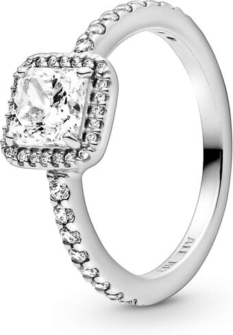 Pandora Square Sparkle Halo Ring - Stunning Sophisticated Ring - Sterling Silver Ring for Women - Layering or Stackable Ring - Sterling Silver with Clear Cubic Zirconia - Size 4.5, No Gift Box in Saudi Arabia