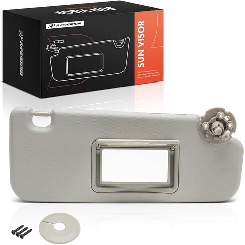 A-Premium Driver Left Side Sun Visor Compatible with Chevrolet Cruze 2011 2012 2013 2014 2015 2016 - with Vanity Mirror, Gray Color - Replaces 95034253, 84126658 in Saudi Arabia