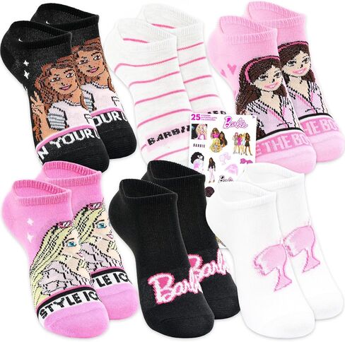Barbie Socks for Women Set - Bundle with 6 Pairs of No Show Socks Size 10-4 Adults Plus Stickers | Bulk Barbie Socks for Teens, Girls in Saudi Arabia