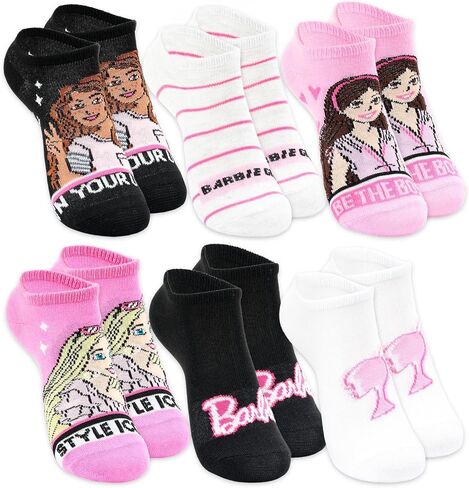Barbie Socks for Women Set - Bundle with 6 Pairs of No Show Socks Size 10-4 Adults Plus Stickers | Bulk Barbie Socks for Teens, Girls in Saudi Arabia