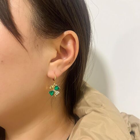 Crystal Leaf Clover Earrings-Green St.Patrick's Day Earrings for Women-Shamrock Earrings-Irish Earrings Jewelry for Women in Saudi Arabia