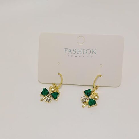 Crystal Leaf Clover Earrings-Green St.Patrick's Day Earrings for Women-Shamrock Earrings-Irish Earrings Jewelry for Women in Saudi Arabia