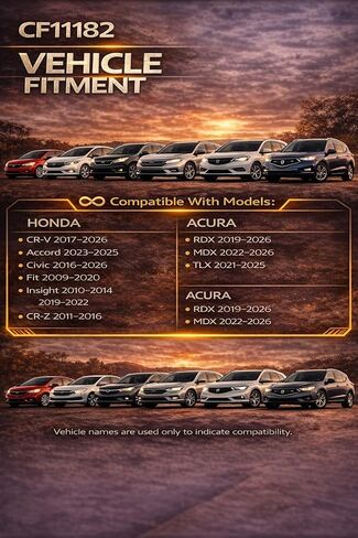 CF11182 Cabin Air Filter for Smooth Airflow & H11-Grade Filtration, Fit for Honda Civic 2016-2022, CRV 2017-2024, Odyssey 2018-2024, HRV Fit Clarity Insight CRZ RDX - Skyblue Composite Media in Kuwait