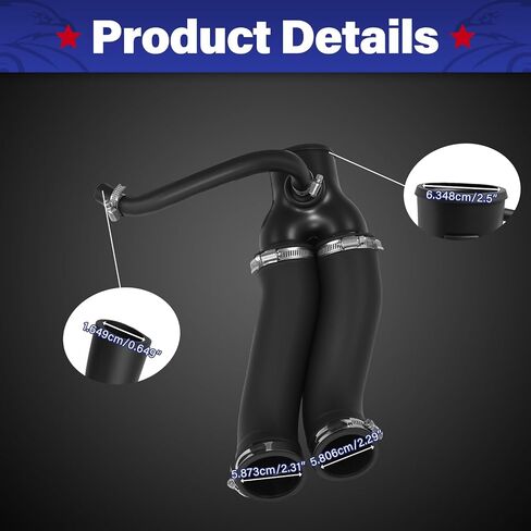 1pc Engine Air Cleaner Intake Hose Duct Tube with Clamps Compatible with Ford F150 Bronco 1994-1996, F250 F350 1994-1997 5.0L 5.8L Replaces# F6TZ9B659AD, F6TZ-9B659-AD in Saudi Arabia