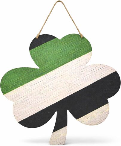 4E's Novelty St. Patrick's Day Door Decorations Wooden Hanger - 12" Lucky Green Clover St Patricks Welcome Sign for Front Door, Festive St Patricks Day Wreath Wall Hanging, Classy Shamrock Decoration in Kuwait