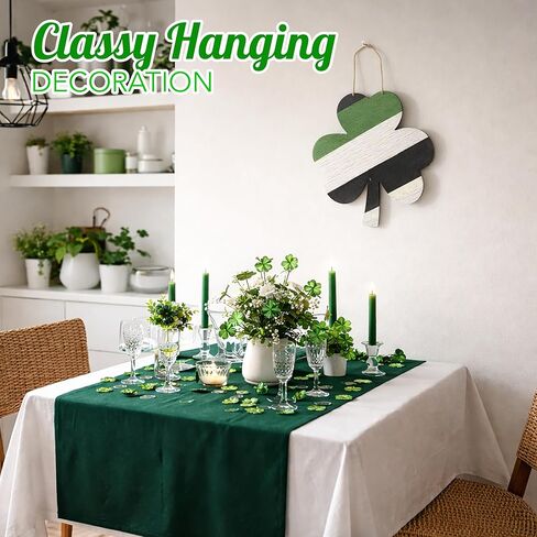 4E's Novelty St. Patrick's Day Door Decorations Wooden Hanger - 12" Lucky Green Clover St Patricks Welcome Sign for Front Door, Festive St Patricks Day Wreath Wall Hanging, Classy Shamrock Decoration in Kuwait