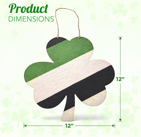 4E's Novelty St. Patrick's Day Door Decorations Wooden Hanger - 12" Lucky Green Clover St Patricks Welcome Sign for Front Door, Festive St Patricks Day Wreath Wall Hanging, Classy Shamrock Decoration in Kuwait