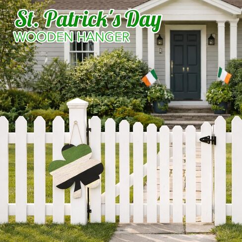 4E's Novelty St. Patrick's Day Door Decorations Wooden Hanger - 12" Lucky Green Clover St Patricks Welcome Sign for Front Door, Festive St Patricks Day Wreath Wall Hanging, Classy Shamrock Decoration in Kuwait