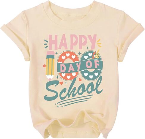 100 Days of School Shirt Kids Cute Baby Girls Happy 100th Day of School Shirts Kindergarten Tshirt School Days Tee Tops in Saudi Arabia