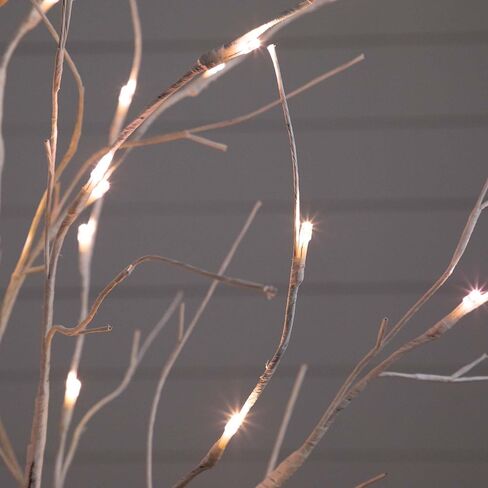 Nearly Natural 4-FT Pre-lit Artificial White Birch Tree with LED Lights, 51 White LEDs for Indoor Home Décor, Fake Lighted Birch Tree for Winter, Valentine's Day, Easter Decorations in Saudi Arabia