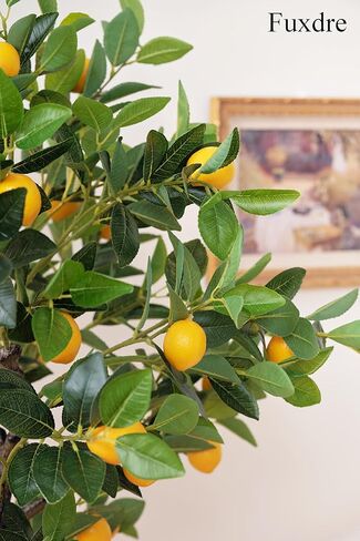 شجرة ليمون صناعية بطول 4 أقدام مع نباتات أرضية ليمون وهمية صناعية للديكور الواقعي في المنزل والمكتب شجرة ليمون صناعية، أصفر in Kuwait