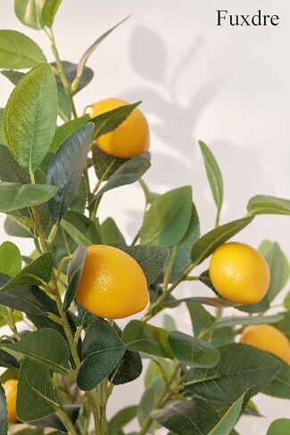 شجرة ليمون صناعية بطول 4 أقدام مع نباتات أرضية ليمون وهمية صناعية للديكور الواقعي في المنزل والمكتب شجرة ليمون صناعية، أصفر in Kuwait