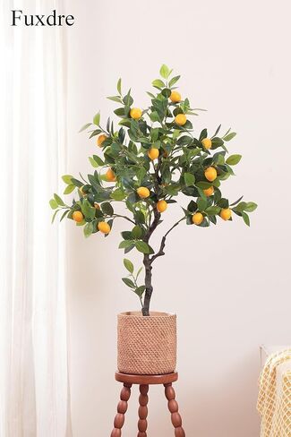 شجرة ليمون صناعية بطول 4 أقدام مع نباتات أرضية ليمون وهمية صناعية للديكور الواقعي في المنزل والمكتب شجرة ليمون صناعية، أصفر in Kuwait