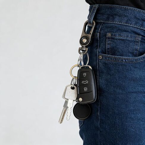 3 قطع سلاسل مفاتيح للرجال، سلاسل مفاتيح للسيارة شديدة التحمل، 2 حلقة مفاتيح، رمادي معدني in Saudi Arabia