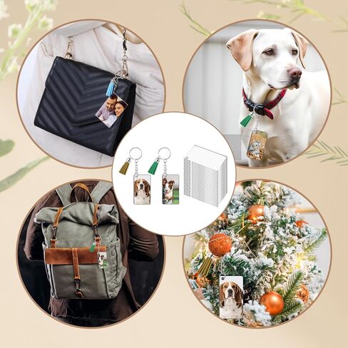 مجموعة فراغات سلسلة المفاتيح الأكريليك 320 قطعة من SHENLIU، بما في ذلك الفراغات الأكريليكية الشفافة، وشرابات سلسلة المفاتيح، وحلقات المفاتيح، وحلقات القفز، مستطيلة فارغة على الوجهين من أجل صناعة سلسلة مفاتيح من الفينيل بنفسك in Kuwait