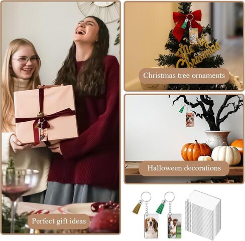 مجموعة فراغات سلسلة المفاتيح الأكريليك 320 قطعة من SHENLIU، بما في ذلك الفراغات الأكريليكية الشفافة، وشرابات سلسلة المفاتيح، وحلقات المفاتيح، وحلقات القفز، مستطيلة فارغة على الوجهين من أجل صناعة سلسلة مفاتيح من الفينيل بنفسك in Kuwait