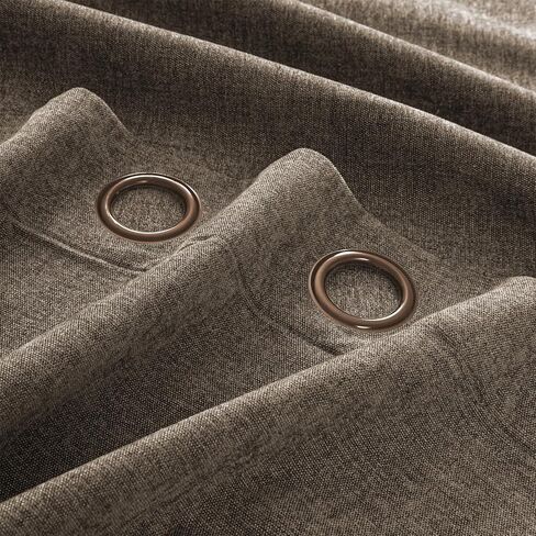 100% Blackout Curtains for Bedroom, Luxury Chenille Thermal Insulated Drapes for Living Room, Energy Saving Room Darkening 84 Inch Long Curtains, Grommet Top, 2 Panels, 52" W x 84" L, Brown in Saudi Arabia