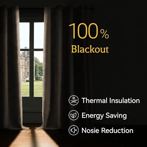 100% Blackout Curtains for Bedroom, Luxury Chenille Thermal Insulated Drapes for Living Room, Energy Saving Room Darkening 84 Inch Long Curtains, Grommet Top, 2 Panels, 52" W x 84" L, Brown in Saudi Arabia