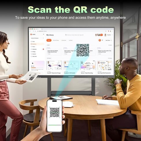 65" Smart Board + Stand, 4K UHD Touchscreen Interactive Digital Whiteboard Display, Electronic All-in-One Computer for Classroom Office Home Business w/Open App Ecosystem Stand & Wall Mount in Saudi Arabia