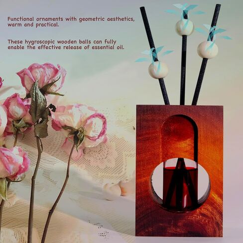 Meinvcisi 2 Empty Fragrance Wood Glass Diffuser Bottles, Refillable Diffuser Bottles with 10pcs Reeds Sticks &10 wood balls, Wood Vases Reed Diffuser Set, Vintage Embossed, 75ML, Brown. 2 Packs. in Saudi Arabia