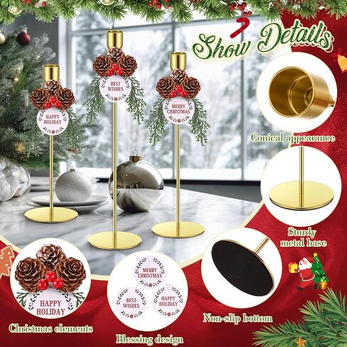 Dandat 6 Pcs Gold Metal Taper Candle Holders Vintage Candelabra & Tall Stands for Wedding Mantel Housewarming Gift in Saudi Arabia