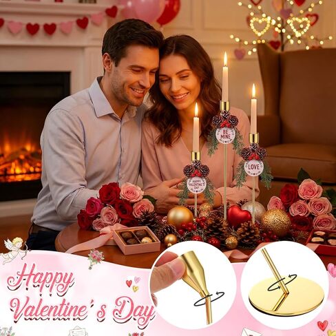 Dandat 6 Pcs Gold Metal Taper Candle Holders Vintage Candelabra & Tall Stands for Wedding Mantel Housewarming Gift in Saudi Arabia