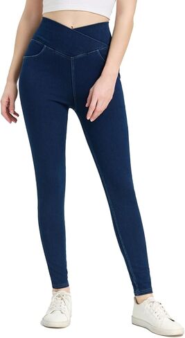Women's High Waisted Jeggings Tummy Control Stretch Denim Pants, Soft Comfortable Fit, Skinny Leg Retro Casual Style in Kuwait
