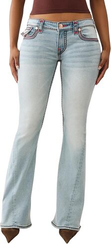 True Religion Joey Low Rise Super T Flap Flare Womens Jeans | Denim, Stitching & Horseshoe in Saudi Arabia