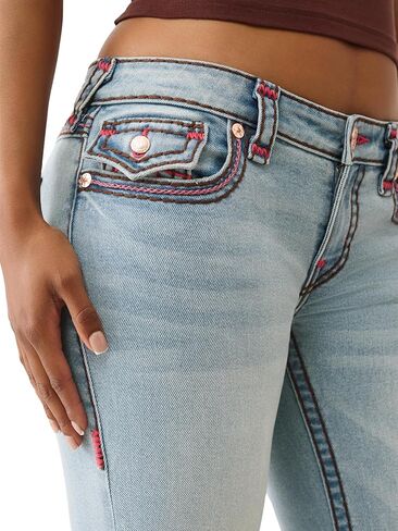 True Religion Joey Low Rise Super T Flap Flare Womens Jeans | Denim, Stitching & Horseshoe in Saudi Arabia