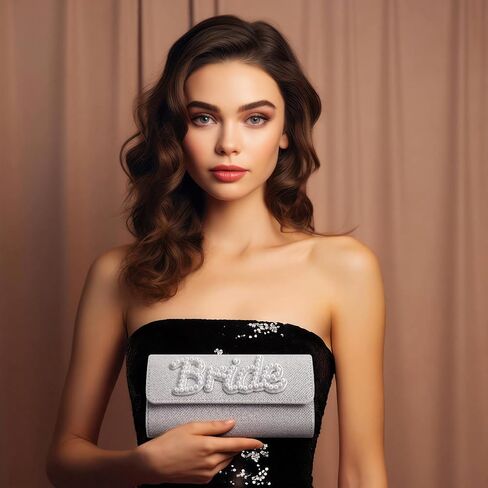 Hosuly Bride Purse Gifts Clutch for Wedding Honeymoon Gifts for Bride to Be Gift Pearl Rhinestone Letter Evening Bag Bridal Shower Gift for Bachelorette Engagement in Saudi Arabia